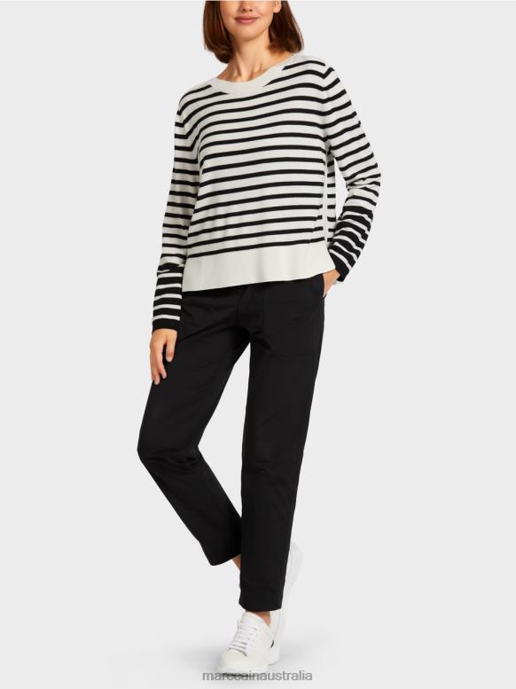 Clothing White And Black J8XFX1176 Sweater with braid stripes Marc Cain