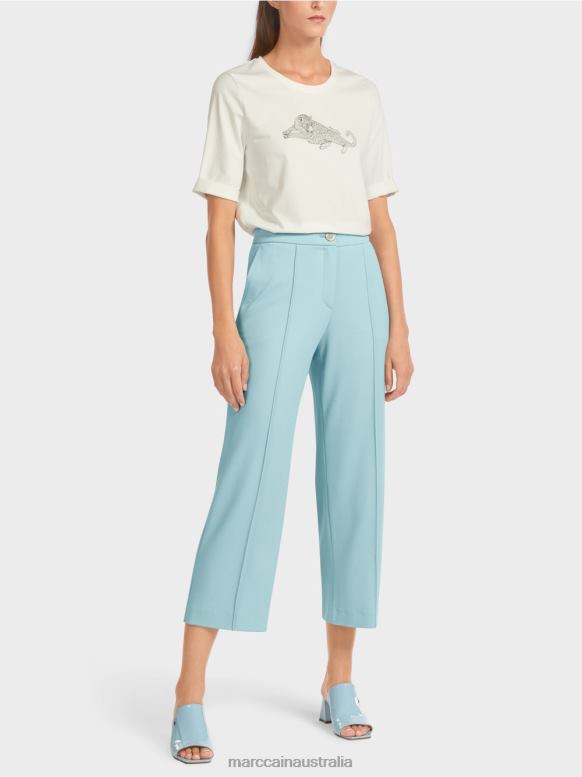 Clothing Atmospheric Blue J8XFX733 Pants with wide leg Marc Cain