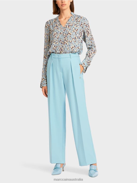 Clothing Atmospheric Blue J8XFX734 Lightweight pants with pressed creases Marc Cain