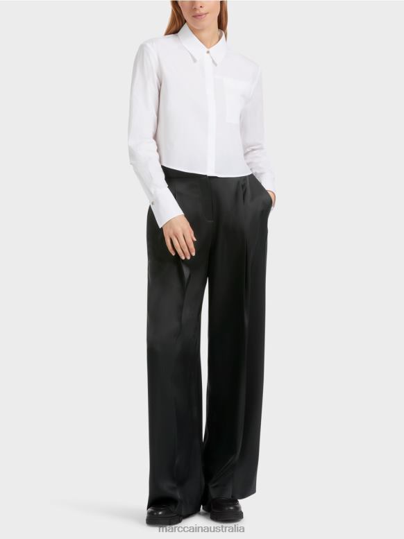 Clothing Black J8XFX526 Pleated WICHITA trousers with wide leg Marc Cain