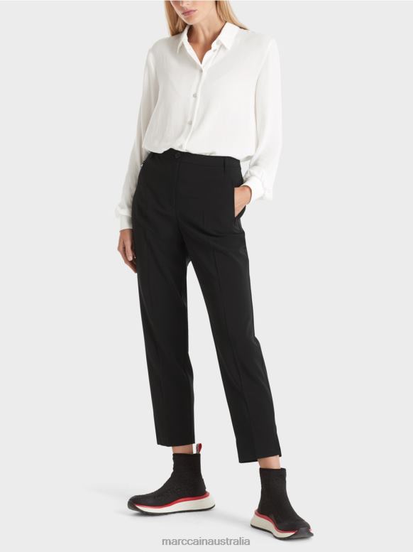 Clothing Black J8XFX538 Pants FUSHUN with side slits Marc Cain