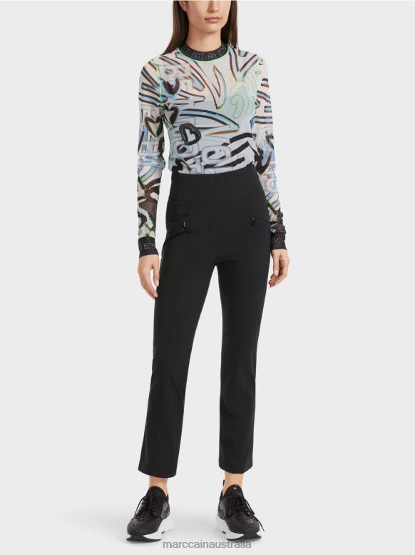 Clothing Black J8XFX564 Narrow pants FENGYI with waistband yoke Marc Cain