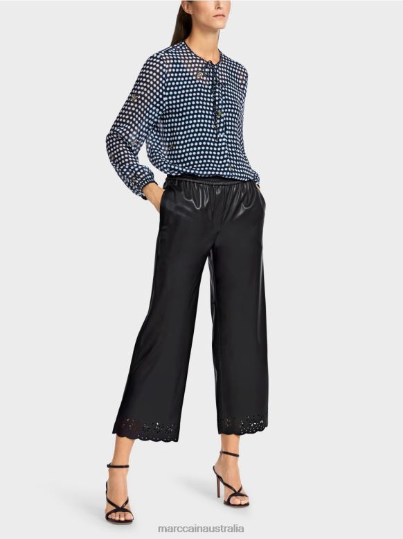 Clothing Black J8XFX713 Casual loose pants in faux leather Marc Cain