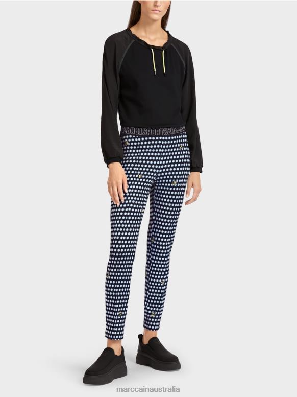 Clothing Black J8XFX715 Slim pants with stitched pressed creases Marc Cain