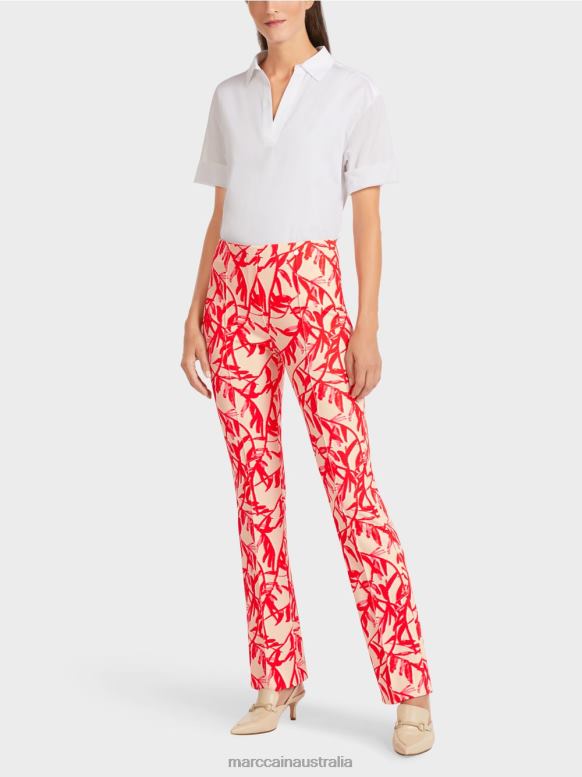 Clothing Bright Tan J8XFX702 Pants in a floral print Marc Cain