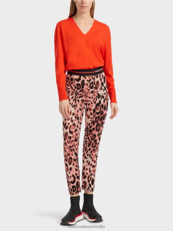 Clothing Campari J8XFX534 SOFIA pencil trousers with Leo print Marc Cain
