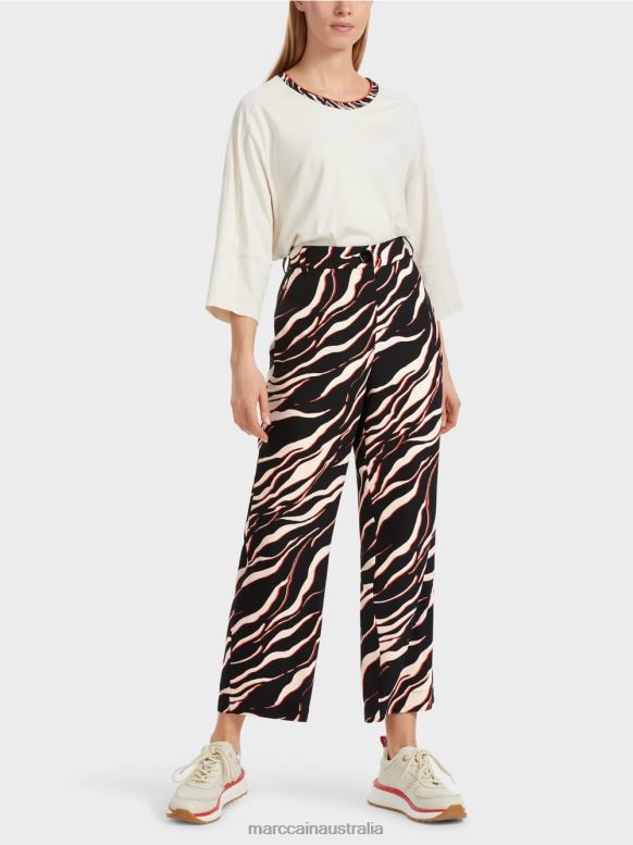 Clothing Campari J8XFX541 Wide leg WUKARI pants with Leo print Marc Cain