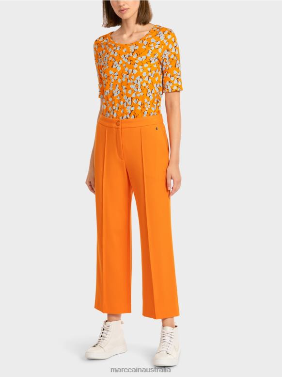 Clothing Clear Orange J8XFX732 Pants with wide leg Marc Cain
