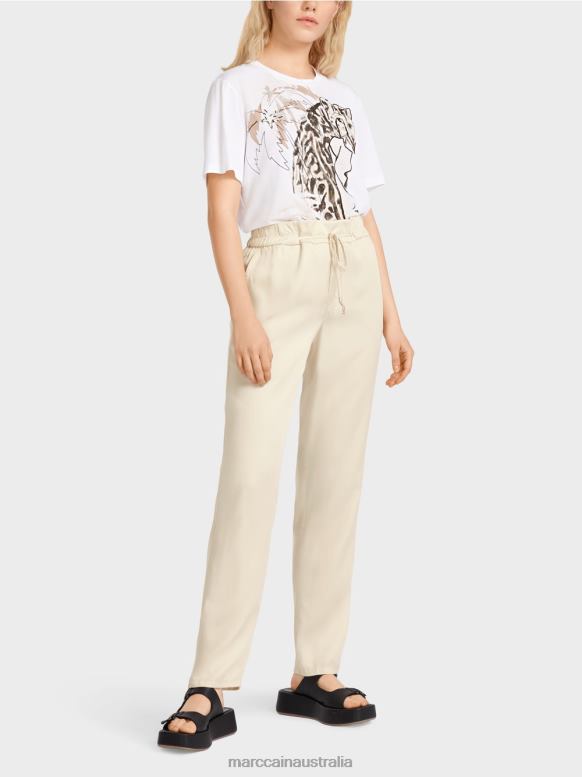 Clothing Creme J8XFX649 RIVERA "Rethink Together" pants Marc Cain