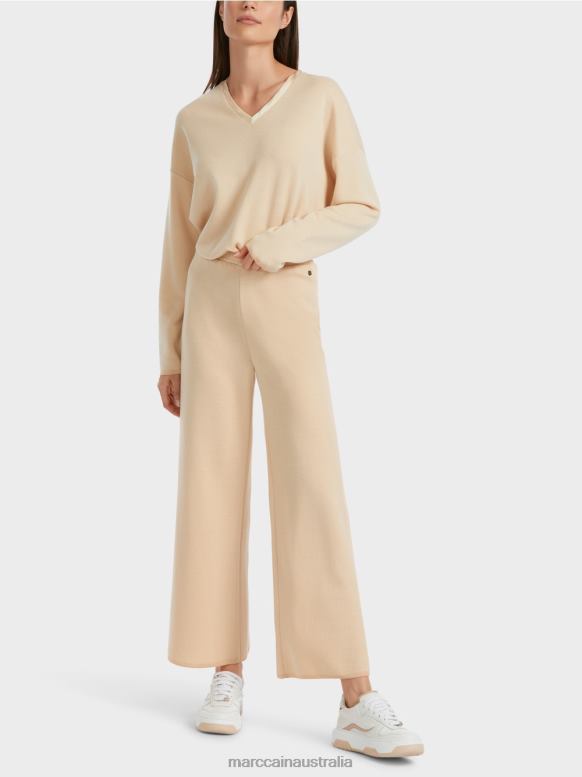 Clothing Dark Cream J8XFX547 Wool trousers Knitted in Germany Marc Cain