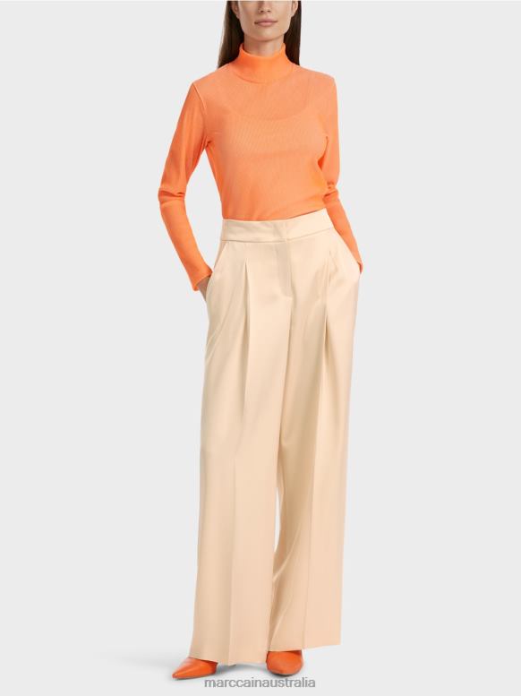 Clothing Dark Cream J8XFX557 Pleated WICHITA trousers with wide leg Marc Cain