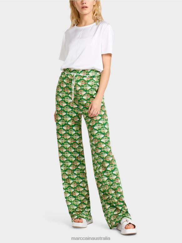 Clothing Dark Moss Green J8XFX653 WARRINGTON viscose jersey pants Marc Cain