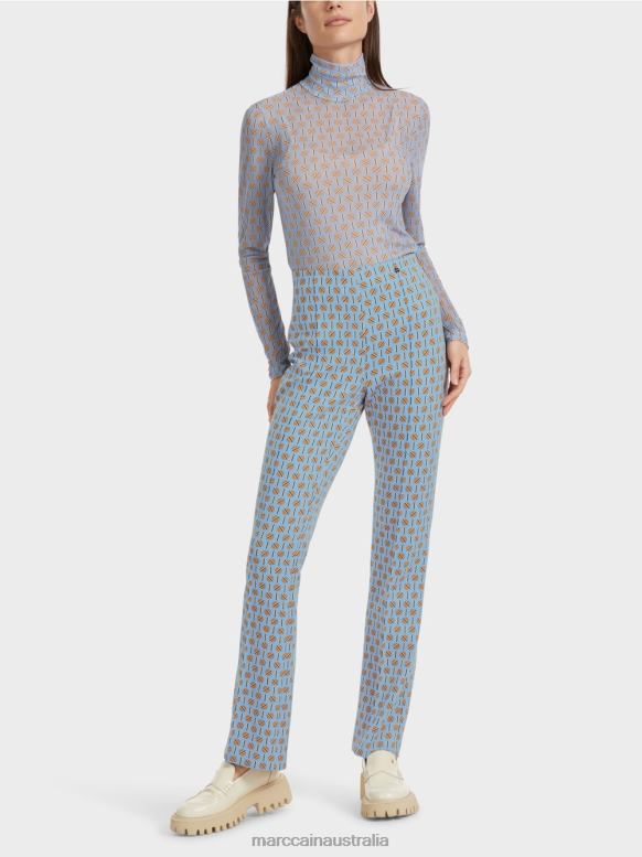 Clothing Dark Summer Sky J8XFX554 FREDERICA pants in graphic print Marc Cain
