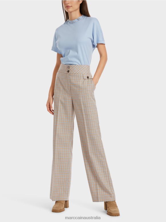 Clothing Dark Summer Sky J8XFX556 WAXHAW pants in checked design Marc Cain