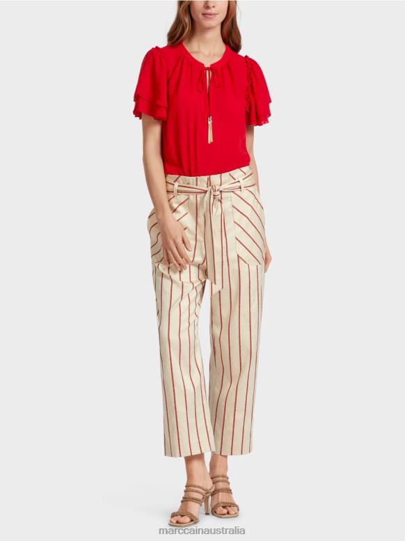 Clothing Deep Red J8XFX612 Pants in the paperbag style Marc Cain