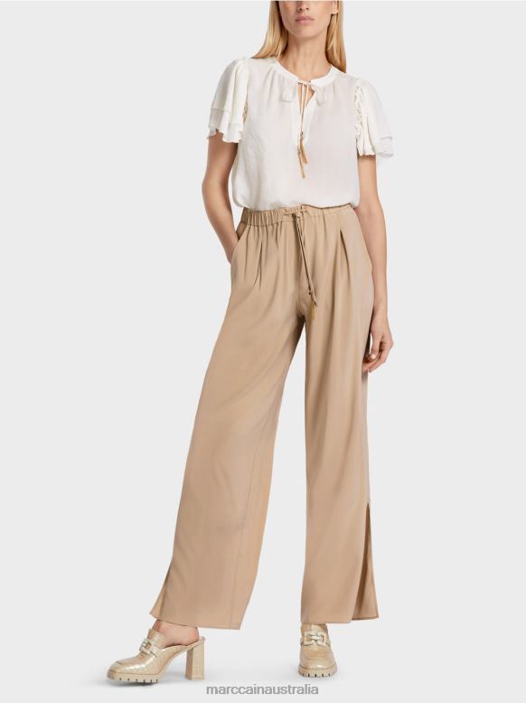 Clothing Deep Sand J8XFX632 Elasticated silk pants Marc Cain