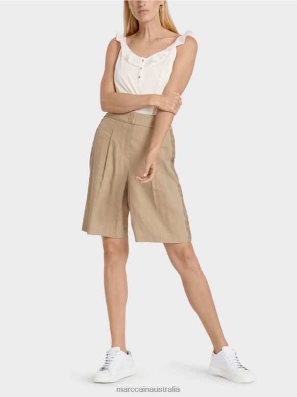 Clothing Deep Sand J8XFX636 Shorts with lace braid Marc Cain
