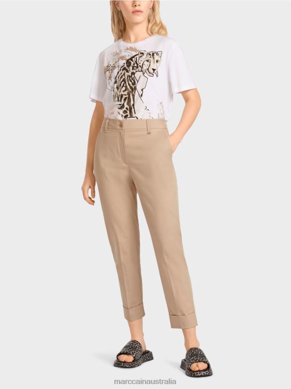 Clothing Deep Sand J8XFX664 FRANCA pants with crease and cuff Marc Cain