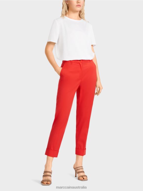 Clothing Fire Red J8XFX677 FRANCA pants with crease and cuff Marc Cain