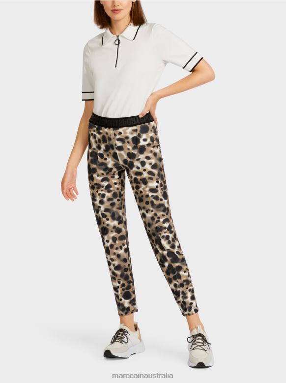 Clothing Light Coffee J8XFX708 Stretchy pants with pressed creases Marc Cain