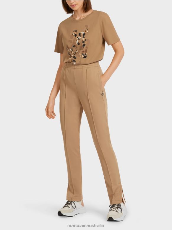 Clothing Light Coffee J8XFX710 Pants with side slits Marc Cain