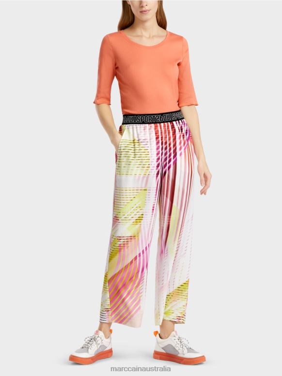 Clothing Light Limeade J8XFX616 Colourful striped pants in a casual fit Marc Cain