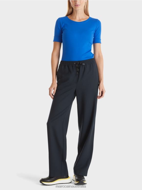 Clothing Midnight Blue J8XFX524 WELBY wide-leg drawstring waist pants Marc Cain