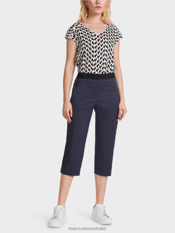 Clothing Midnight Blue J8XFX596 Summer pants with elasticated waistband Marc Cain