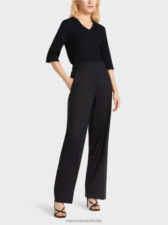 Clothing Midnight Blue J8XFX662 WUKARI linen and viscose pants Marc Cain