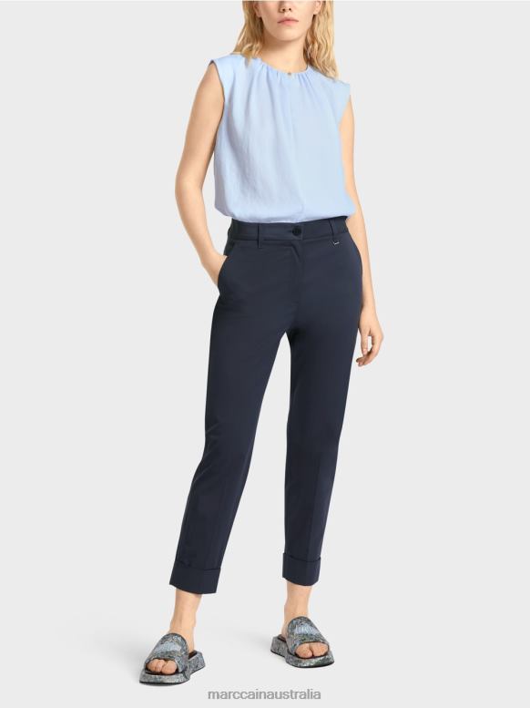 Clothing Midnight Blue J8XFX667 FRANCA pants with crease and cuff Marc Cain