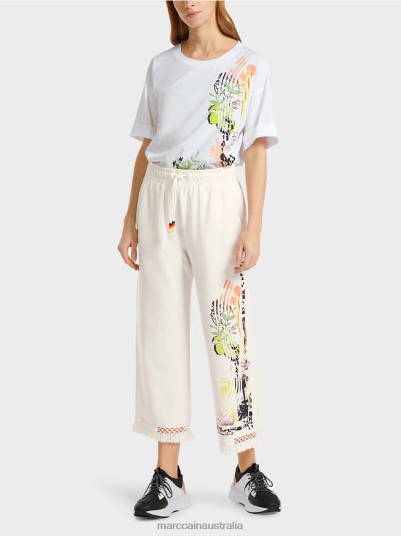 Clothing Off-White J8XFX618 Pants with lace and print Marc Cain