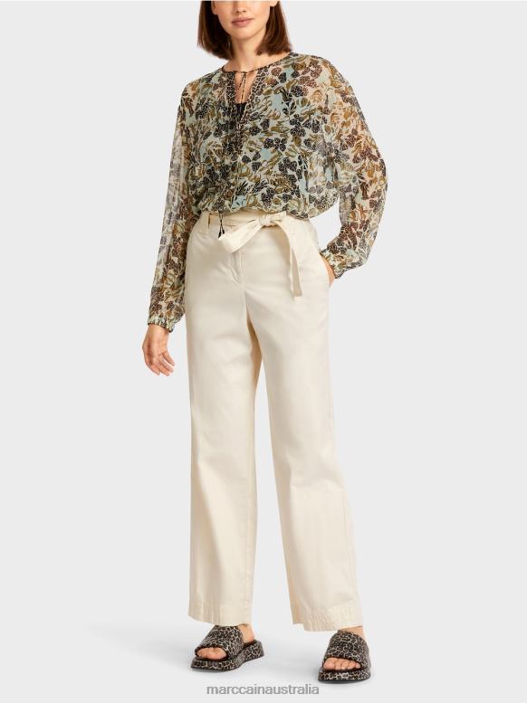 Clothing Powder Cream J8XFX694 "Rethink Together" paperbag style pants Marc Cain