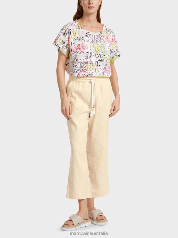 Clothing Soft Linen J8XFX629 Casual summer pants in a linen blend Marc Cain