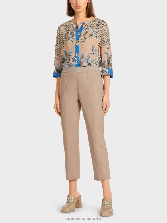 Clothing Soft Taupe J8XFX687 Pants with elasticated waistband Marc Cain