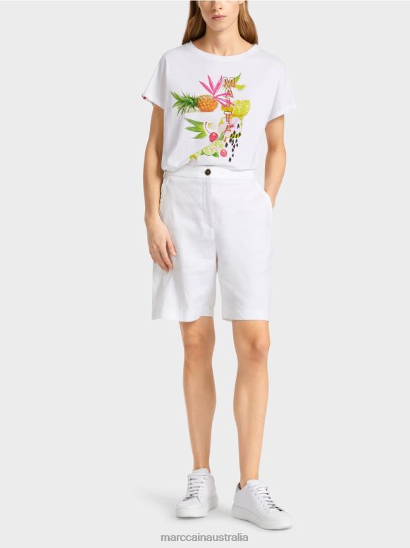 Clothing White J8XFX622 Feminine shorts with stretchy waistband Marc Cain