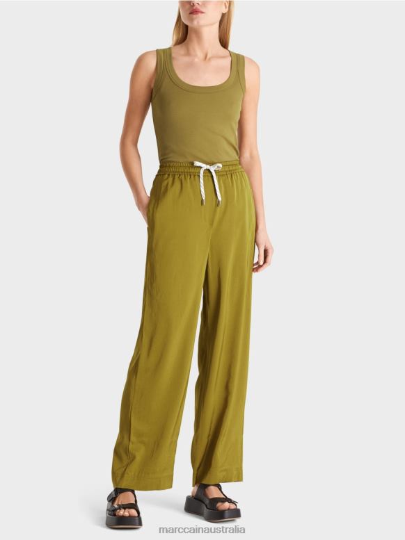 Clothing Yellow Oliv J8XFX695 Loose pants with jogger waistband Marc Cain