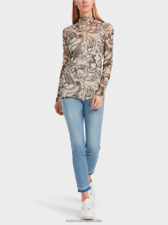 Clothing Almond Blossom J8XFX1238 Printed tulle longsleeve Marc Cain