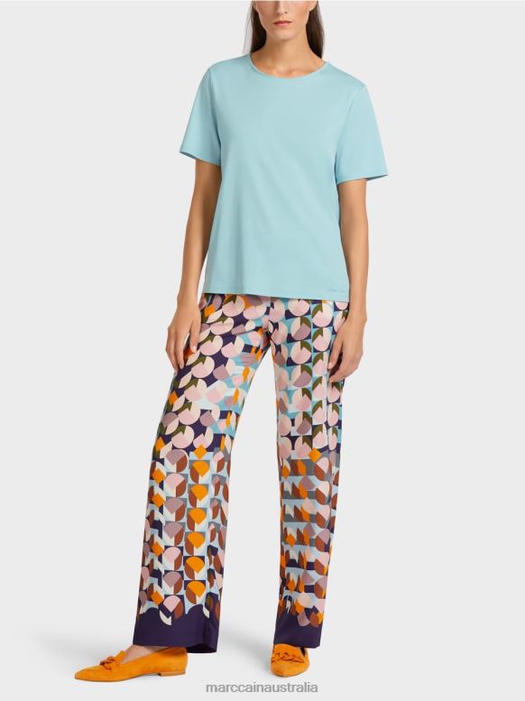 Clothing Atmospheric Blue J8XFX1459 Top in stretch cotton Marc Cain