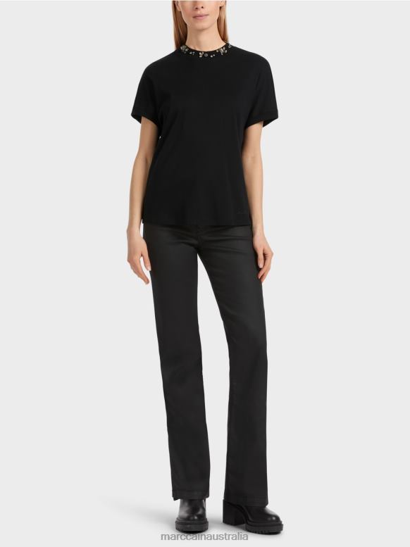 Clothing Black J8XFX1251 T-shirt with beaded collar Marc Cain