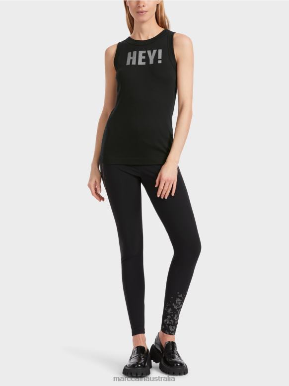 Clothing Black J8XFX1268 Sleeveless top with glitter print Marc Cain