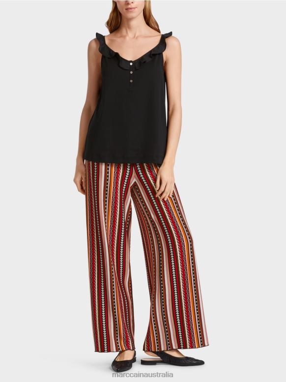 Clothing Black J8XFX1369 Airy top with flounce Marc Cain