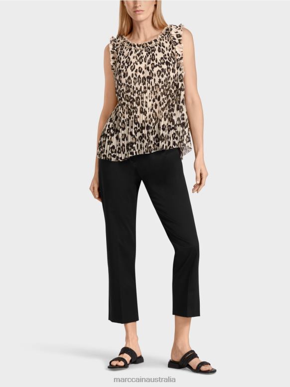 Clothing Black J8XFX1407 Pleated top with leopard print Marc Cain