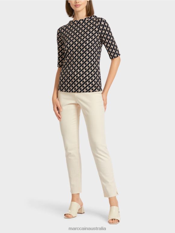 Clothing Black J8XFX1444 T-shirt with shepherd's plaid Marc Cain