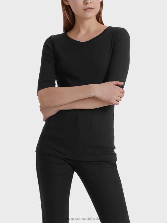 Clothing Black J8XFX1480 Round-collar shirt with short sleeves Marc Cain