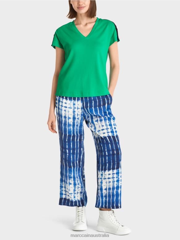 Clothing Bright Basil Leaf J8XFX1358 T-shirt with shoulder button placket Marc Cain