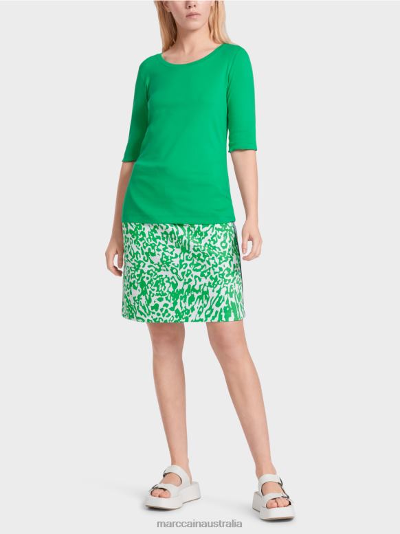 Clothing Bright Basil Leaf J8XFX1364 T-shirt with feminine decollete Marc Cain