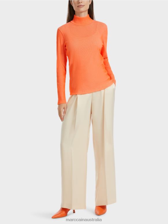 Clothing Bright Coral J8XFX1279 Ribbed design t-shirt Marc Cain