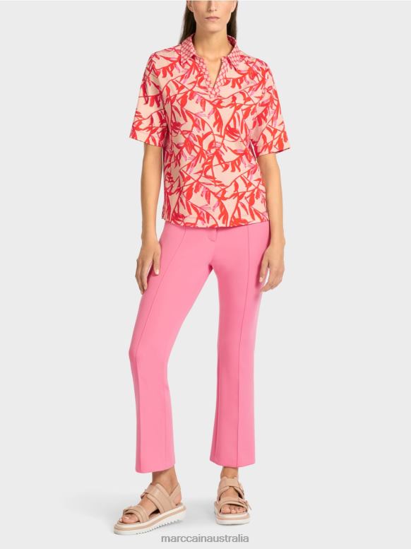 Clothing Bright Tan J8XFX1421 Polo shirt with pattern mix Marc Cain