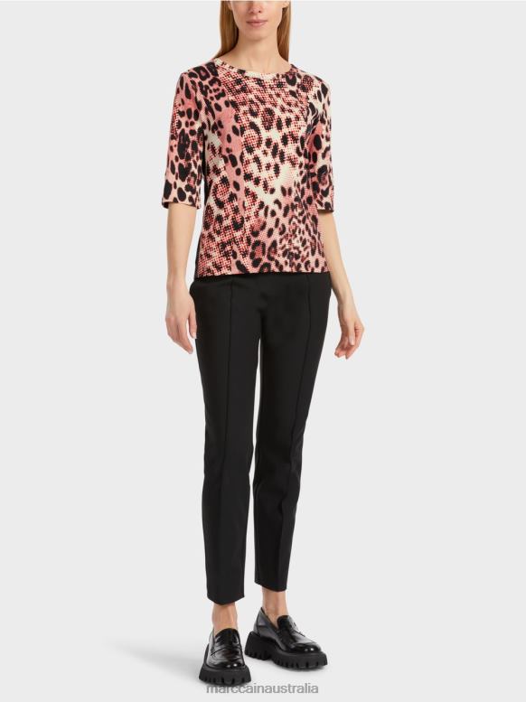 Clothing Campari J8XFX1256 Cotton ribbed shirt with Leo design Marc Cain