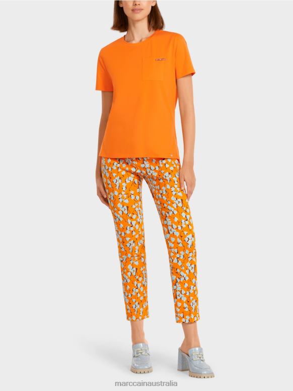 Clothing Clear Orange J8XFX1457 T-shirt with embellished breast pocket Marc Cain